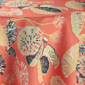 Colorful red, patterned fabric